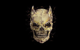 brown skull graphic, skull, Batman, artwork