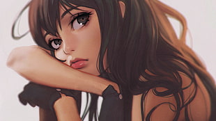 anime photo of black-haired girl HD wallpaper