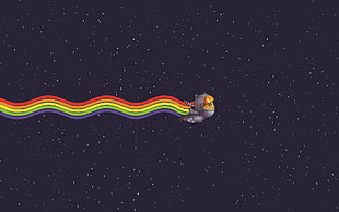 game application screenshot, digital art, rainbows, Nyan Cat