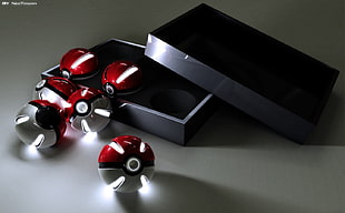 several Pokemon Pokeball toys, Pokémon