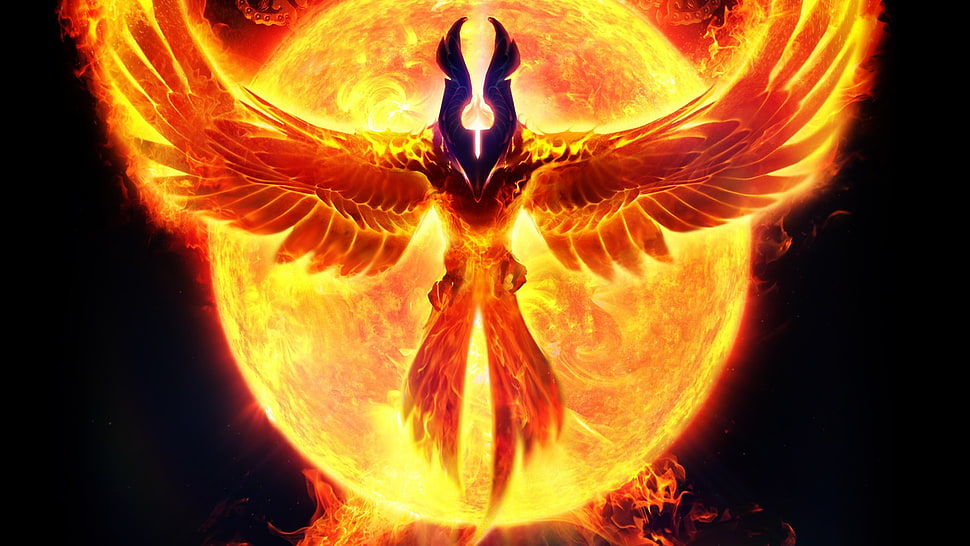 Mocking Jay poster, Dota 2, pheonix, phoenix HD wallpaper