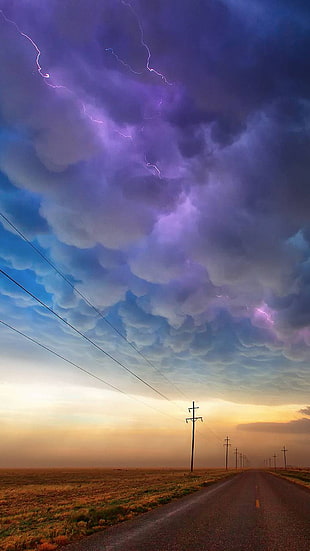 blue, gray, and purple clouds HD wallpaper