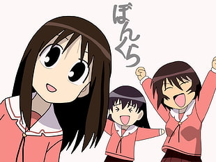 three School girls anime characters HD wallpaper