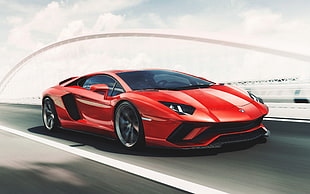 red sports coupe, Lamborghini Aventador, HD, 4K
