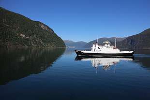 white and black boat, Stranda, fjord, Norway, nature