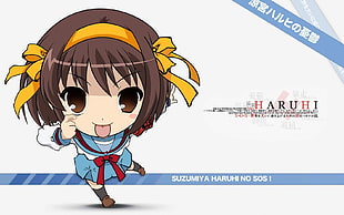 girl with blue dress Haruhi illustration HD wallpaper