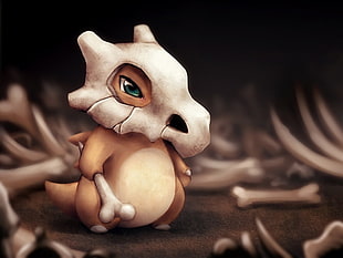 Pokemon character with bone mask and holding bone illustration HD wallpaper