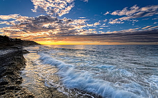 ocean, nature, sea, sky, sunset HD wallpaper