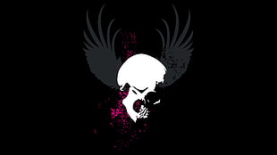white skull logo, skull, vector art, grunge, black background