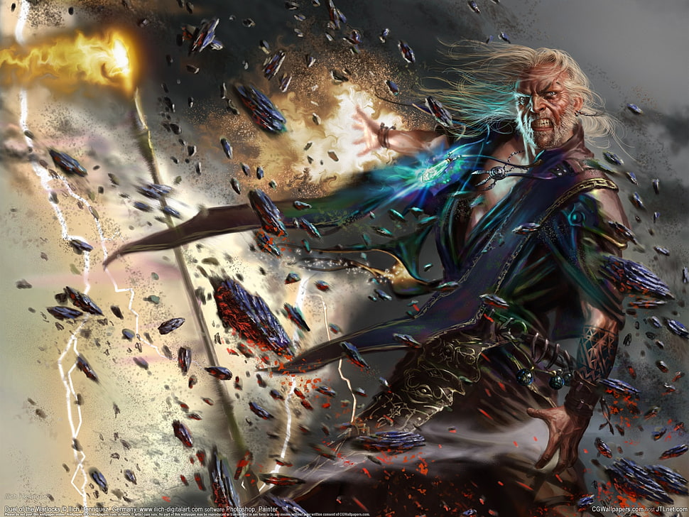 gray-haired game character artwork HD wallpaper