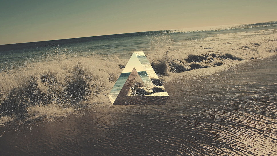 Palace logo seashore wallpaper, triangle, geometry, beach, Penrose triangle HD wallpaper