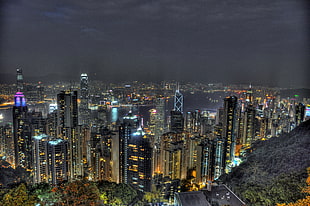 aerial view of high-rise buildings, hong kong, victoria peak