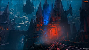 red and black castle wallpaper, Magic: The Gathering, Izzet, town, magic