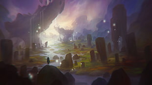 video game digital wallpaper, valley, fantasy art