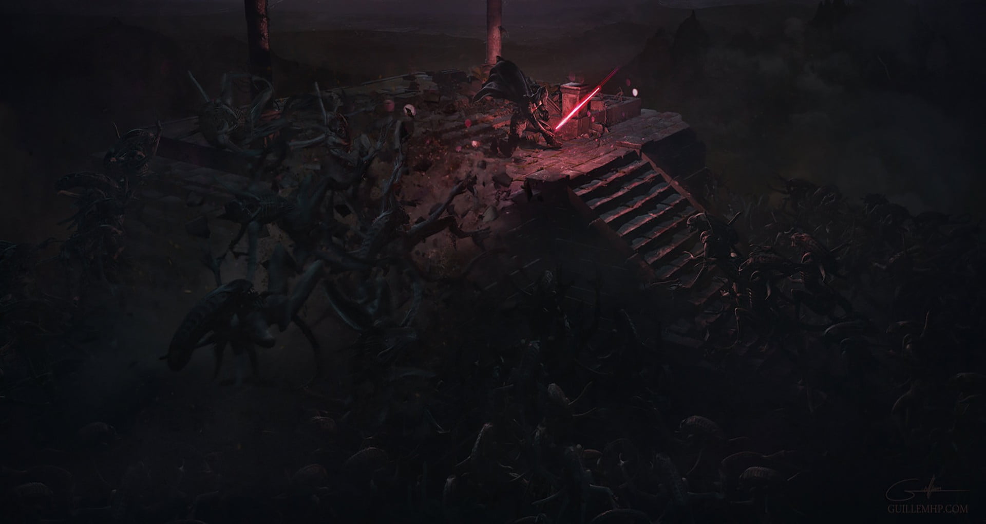 game application screenshot, Star Wars, Sith, artwork, lightsaber