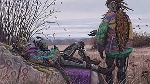 two game characters wallpaper, Simon Stålenhag, artwork HD wallpaper