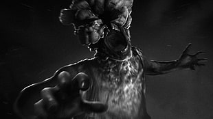 monster digital wallpaper, The Last of Us, video games, monochrome