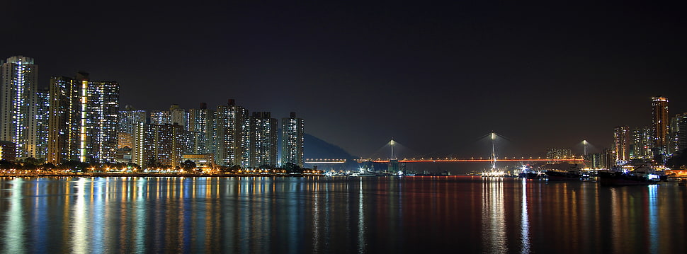 panoramic view of city during nighttime HD wallpaper