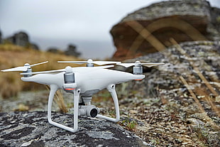 white drone with camera HD wallpaper