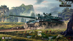 battleship illustration, tank, AMX 30B, video games, World of Tanks