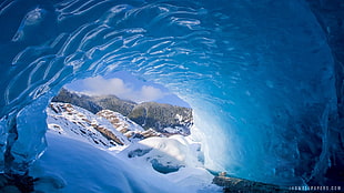 waves of water, landscape, ice, cave, nature