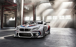 silver BMW sports car, BMW, BMW M6 GT3, car