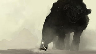 man riding a horse illustration, Shadow of the Colossus,  Wander and the Colossus, Wander HD wallpaper