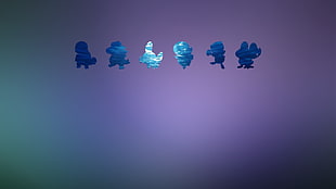 six silhouette of Pokemons on purple background