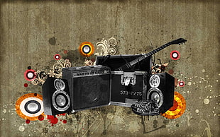 electric guitar and guitar amplifier digital wallpaper