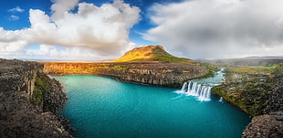 body of water, waterfall, summer, Iceland, river