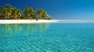 blue and green island, beach, island, nature, landscape HD wallpaper