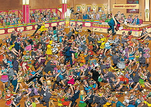 couples dancing on floor graphic art, Mad Magazine, artwork, detailed HD wallpaper