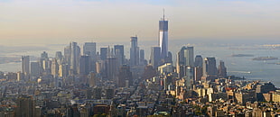 brown building, New York City, Manhattan, city, skyscraper
