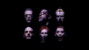 six men's faces, Rammstein, music, artwork, men HD wallpaper