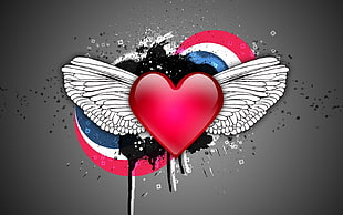 red heart with white wings