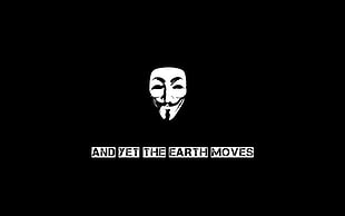 black background with guy fawkes mask illustration, quote, mask, Anonymous, minimalism