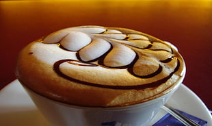 cup of cappuccino, coffee, foam, cappuccino HD wallpaper