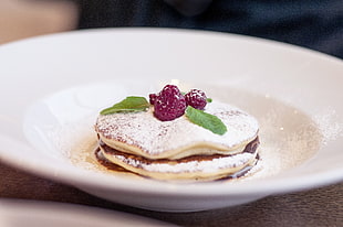 strawberry shortcake served on white ceramic plate