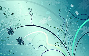 blue and green floral animated graphic wallpaper
