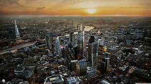 aerial view of city, city, London