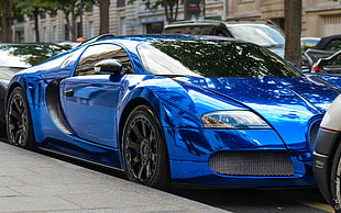 parked blue sports coupe HD wallpaper