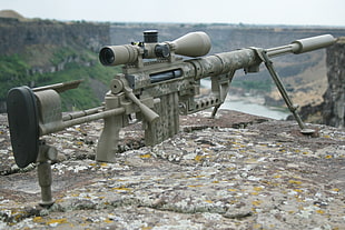 brown sniper gun HD wallpaper