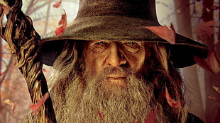 men's black hat, The Lord of the Rings, Gandalf, The Hobbit: An Unexpected Journey, Ian McKellen
