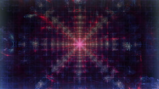 red and white light, abstract, symmetry, digital art