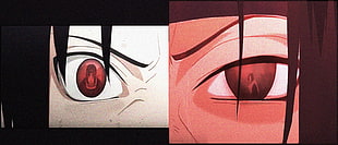 white and red abstract painting, Uchiha Itachi, Uchiha Sasuke, Naruto Shippuuden
