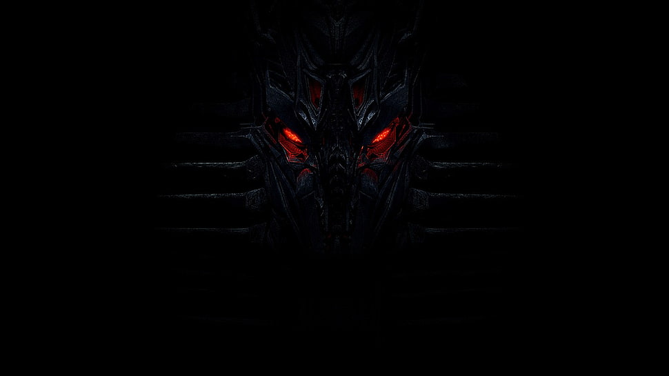 Transformer Megatron illustration, red eyes, black HD wallpaper