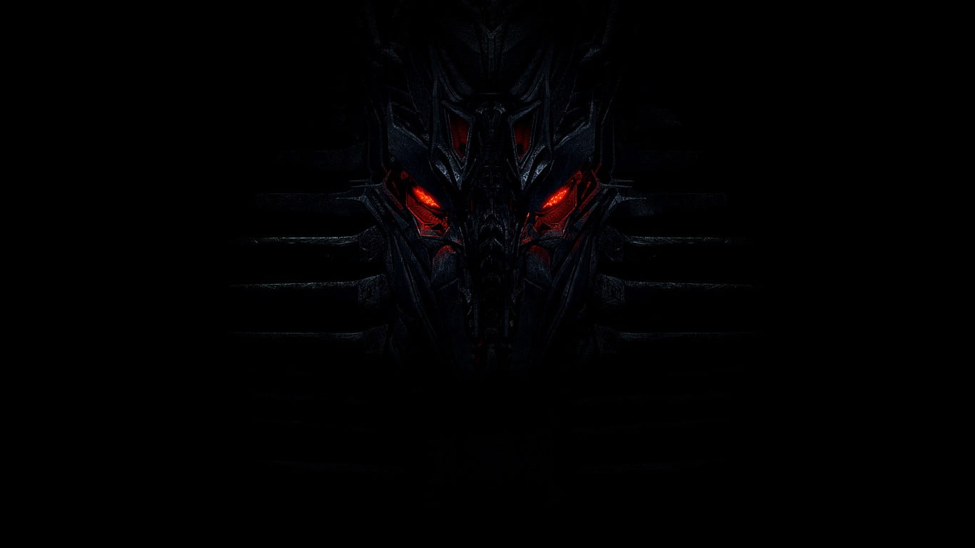 Transformer Megatron illustration, red eyes, black