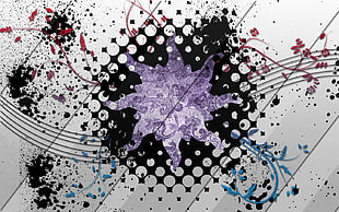 black, blue, brown, and purple floral illustration, abstract, texture