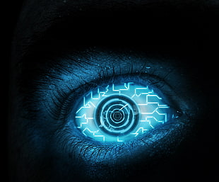 cyborg eye, artificial, photo manipulation, eyes HD wallpaper