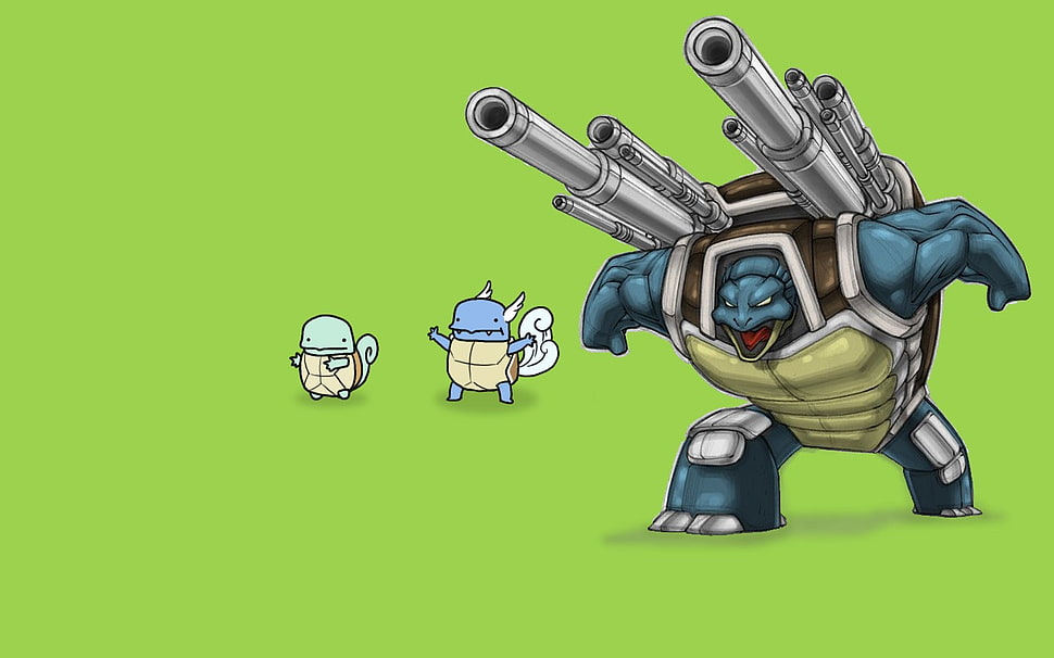 Pokemon Blastoise illustration, Pokémon, Squirtle, Wartortle, Blastoise HD wallpaper